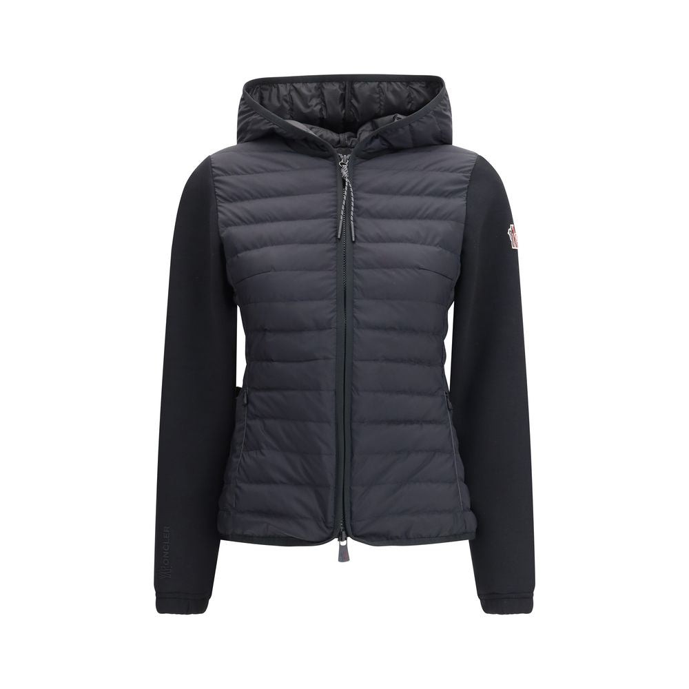 Moncler Grenoble Schwarze Polyamid-Jacke in voller Länge