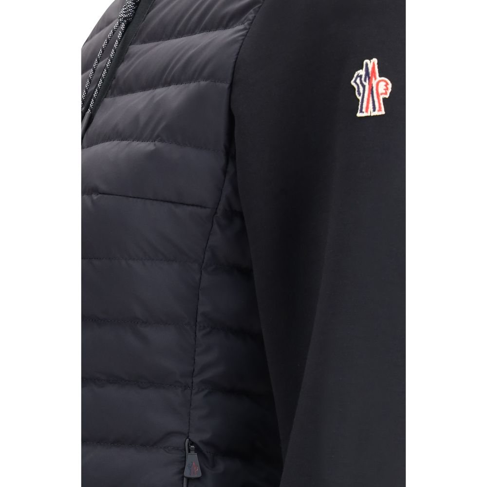 Moncler Grenoble Schwarze Polyamid-Jacke in voller Länge
