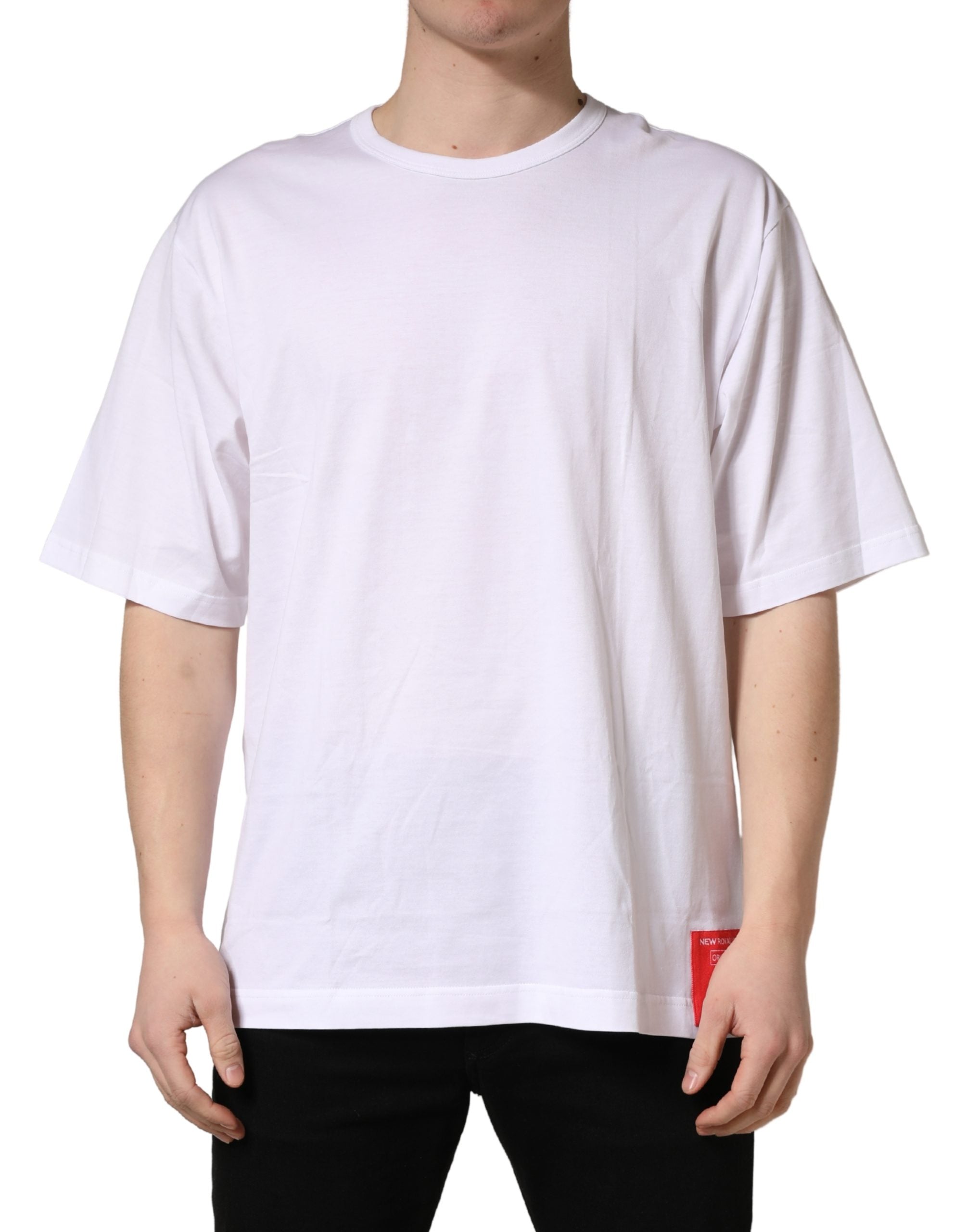 Dolce & Gabbana Weißes Baumwoll-T-Shirt mit kurzen Ärmeln und Rundhalsausschnitt