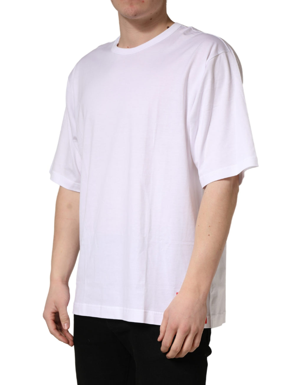 Dolce & Gabbana Weißes Baumwoll-T-Shirt mit kurzen Ärmeln und Rundhalsausschnitt