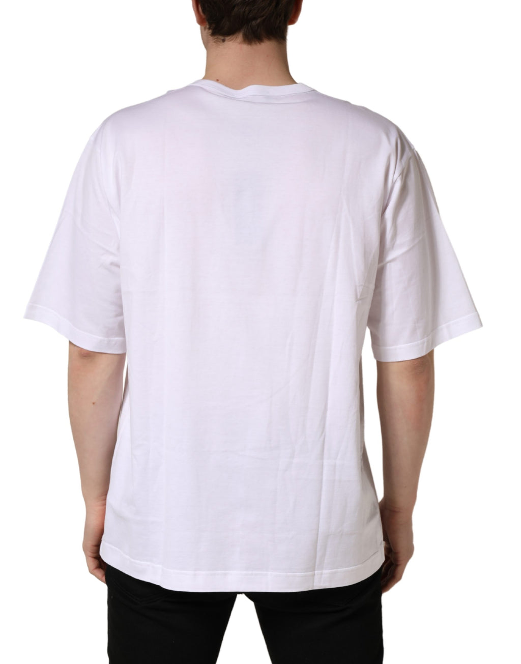 Dolce & Gabbana Weißes Baumwoll-T-Shirt mit kurzen Ärmeln und Rundhalsausschnitt
