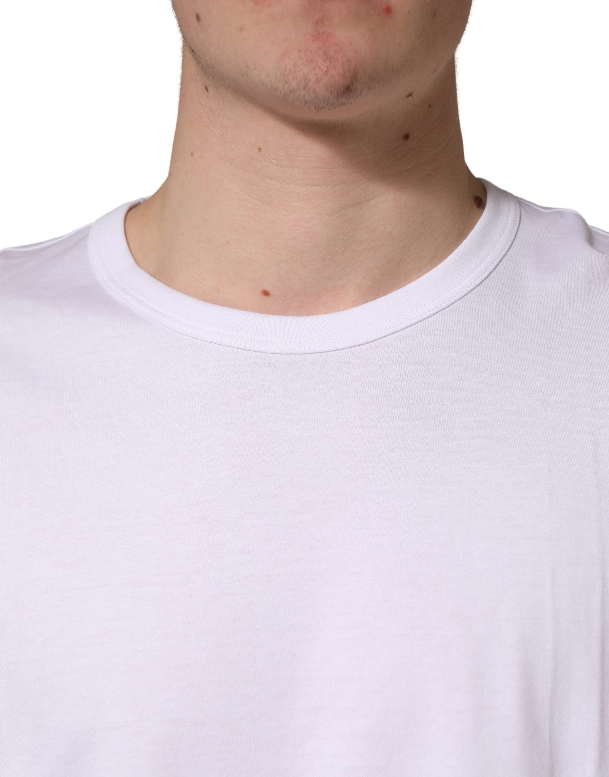 Dolce & Gabbana Weißes Baumwoll-T-Shirt mit kurzen Ärmeln und Rundhalsausschnitt