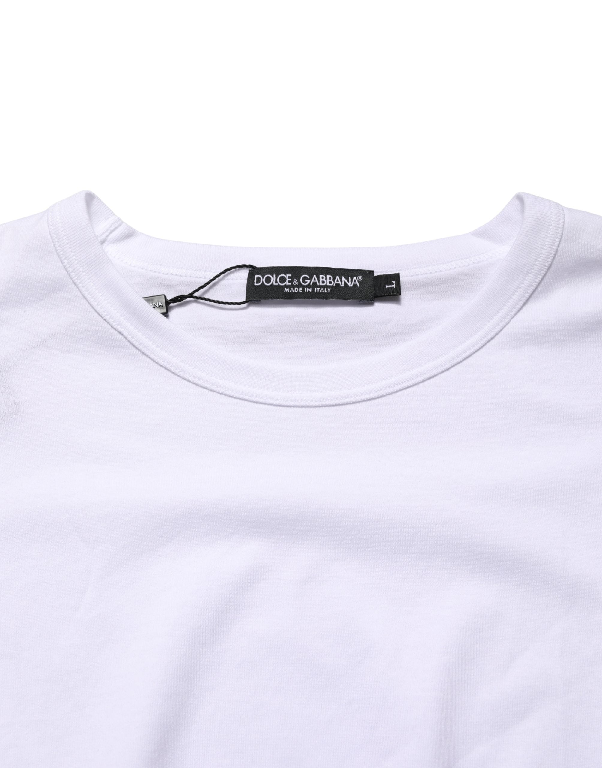 Dolce & Gabbana Weißes Baumwoll-T-Shirt mit kurzen Ärmeln und Rundhalsausschnitt