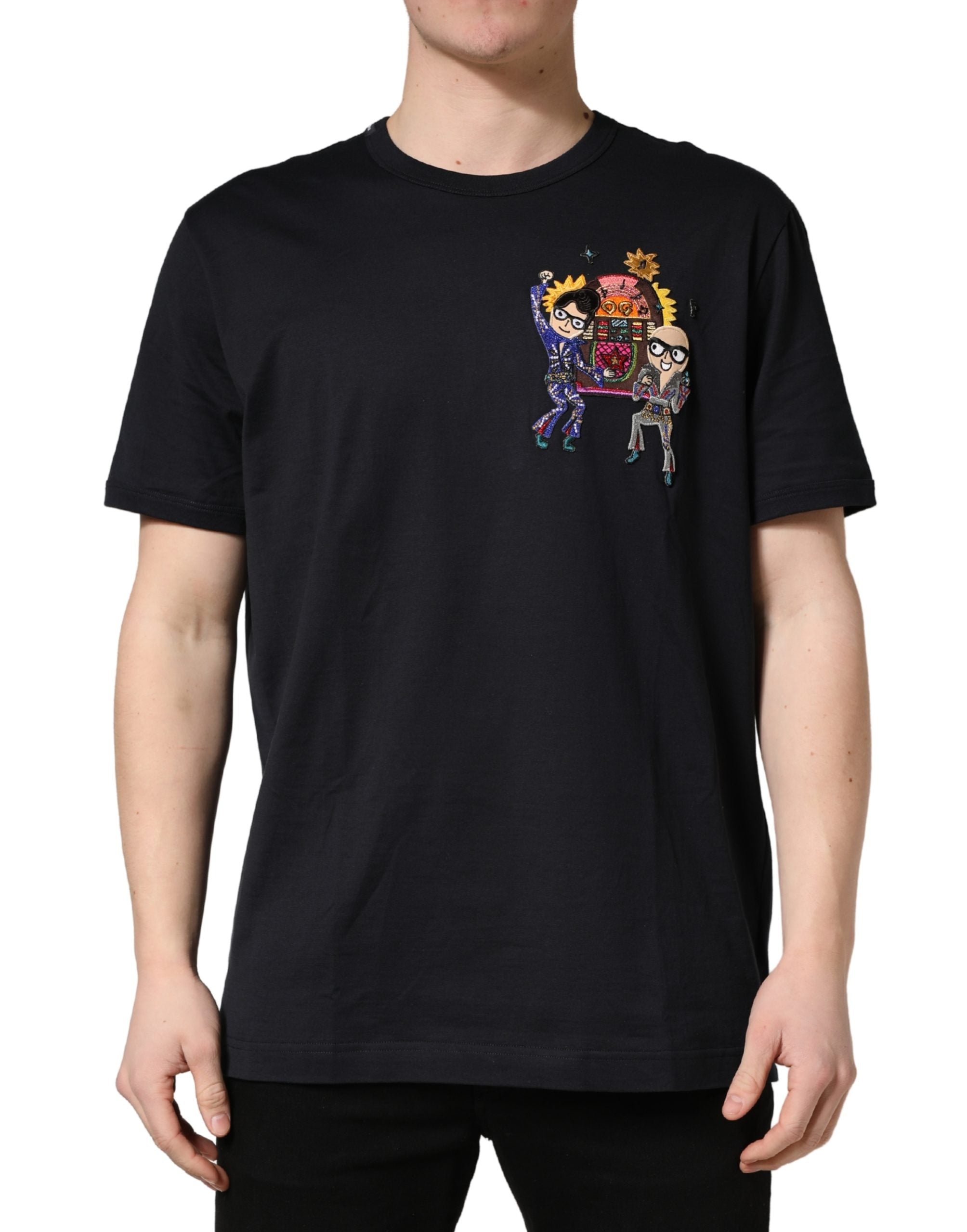 Dolce & Gabbana Black #DGFAMILY Patch Men's Crew Neck T-Shirt