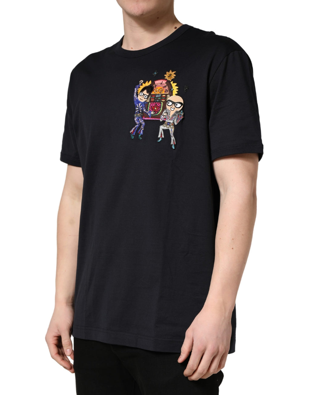 Dolce & Gabbana Black #DGFAMILY Patch Men's Crew Neck T-Shirt