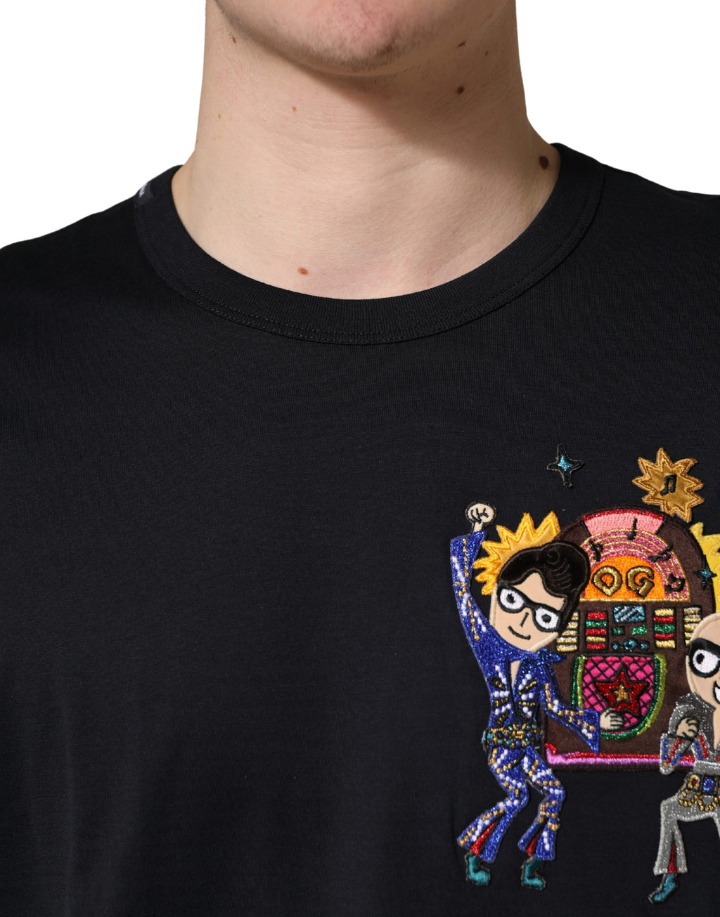 Dolce & Gabbana Black #DGFAMILY Patch Men's Crew Neck T-Shirt
