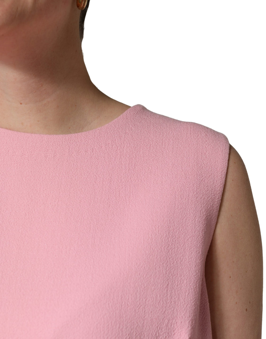 Dolce & Gabbana Rosa-blaues ärmelloses Shift-Minikleid aus Wolle