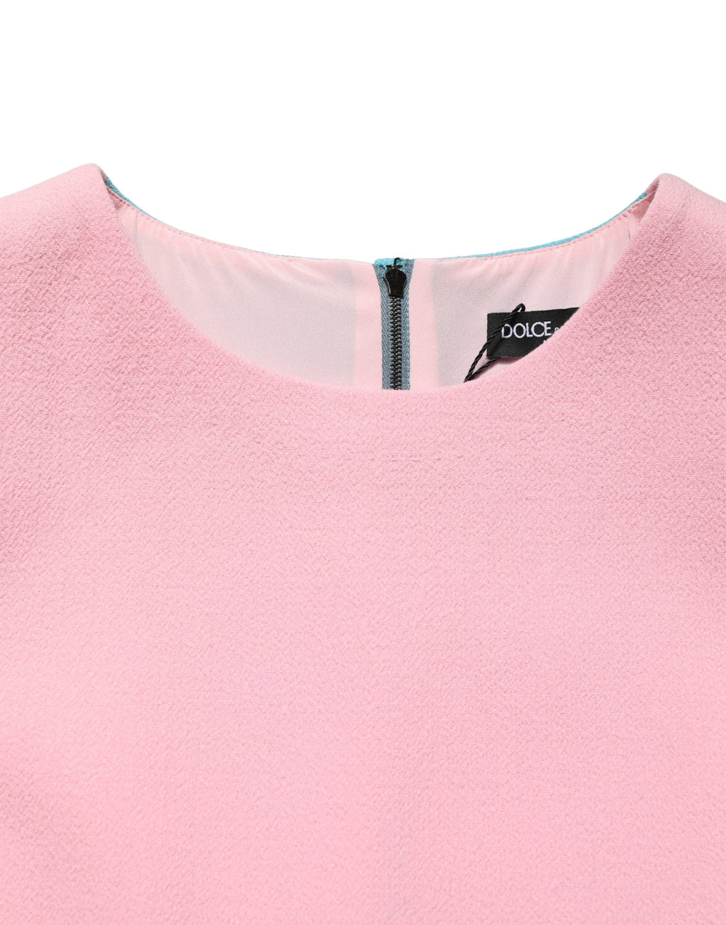 Dolce & Gabbana Rosa-blaues ärmelloses Shift-Minikleid aus Wolle