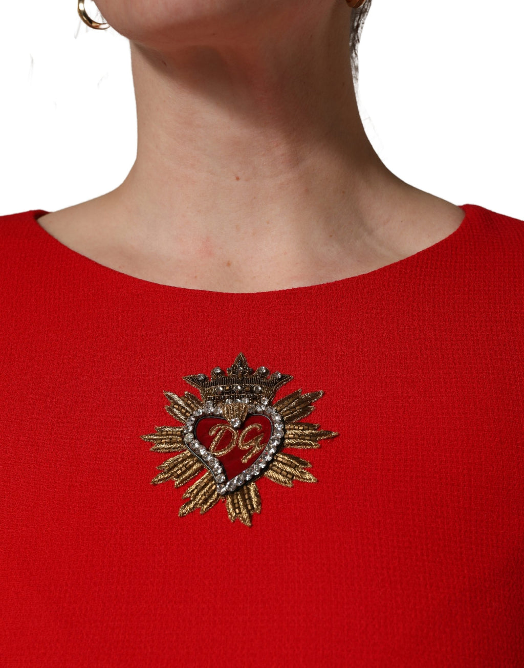 Dolce & Gabbana Rotes Herz-verziertes Woll-Minikleid