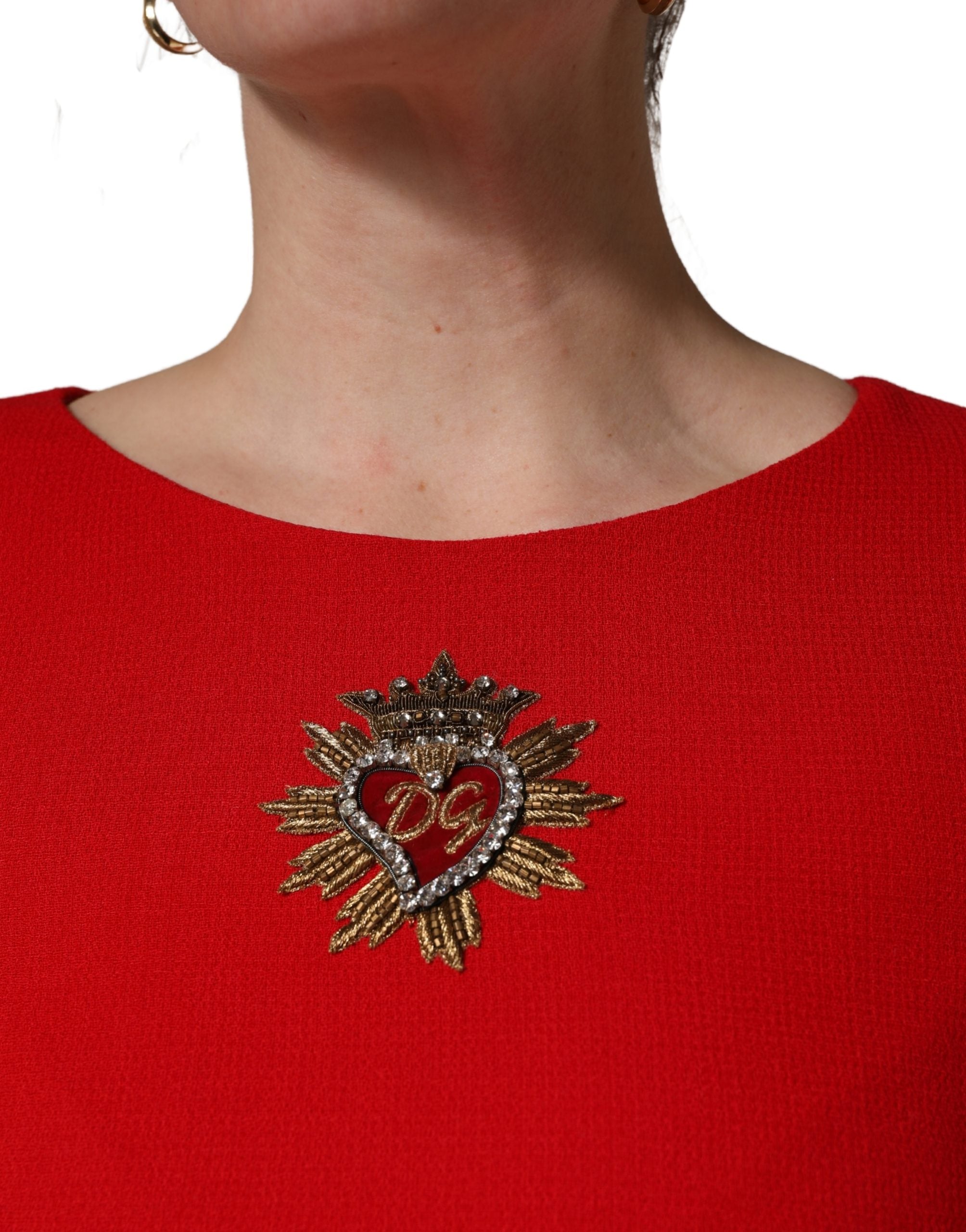 Dolce & Gabbana Rotes Herz-verziertes Woll-Minikleid