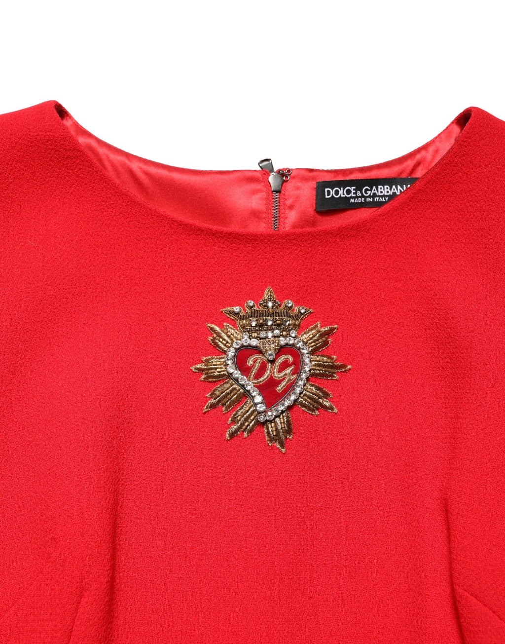 Dolce & Gabbana Rotes Herz-verziertes Woll-Minikleid