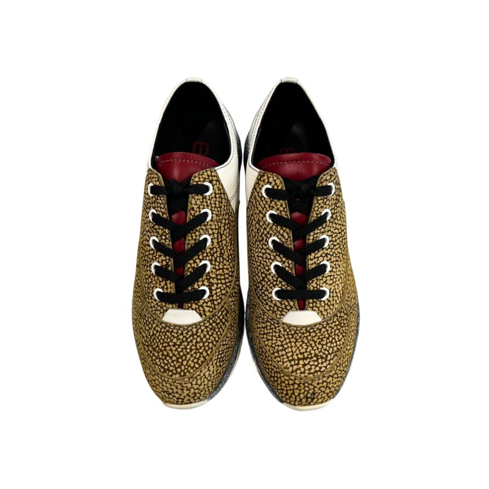 Borbonese Beige Leather Women's Sneakers