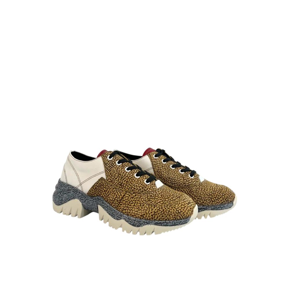 Borbonese Beige Leather Women's Sneakers