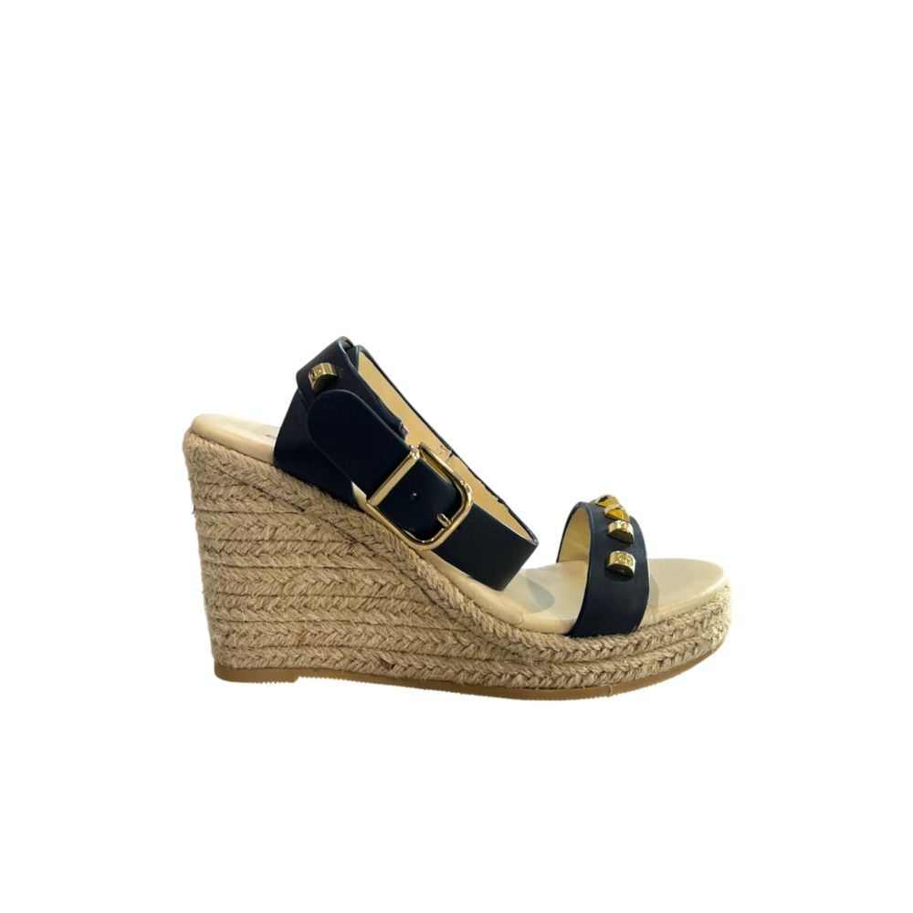 Borbonese Blaue Leder-Plateau-Sandalen für Damen