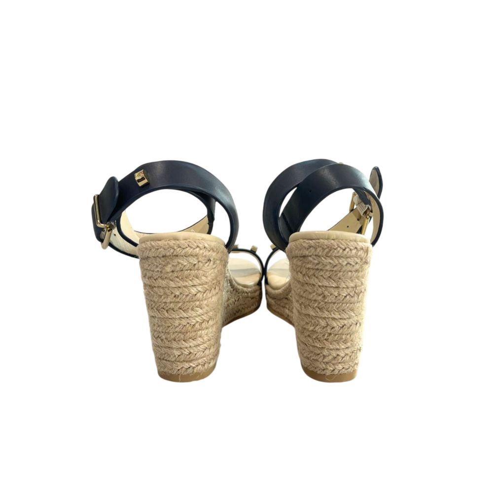 Borbonese Blaue Leder-Plateau-Sandalen für Damen