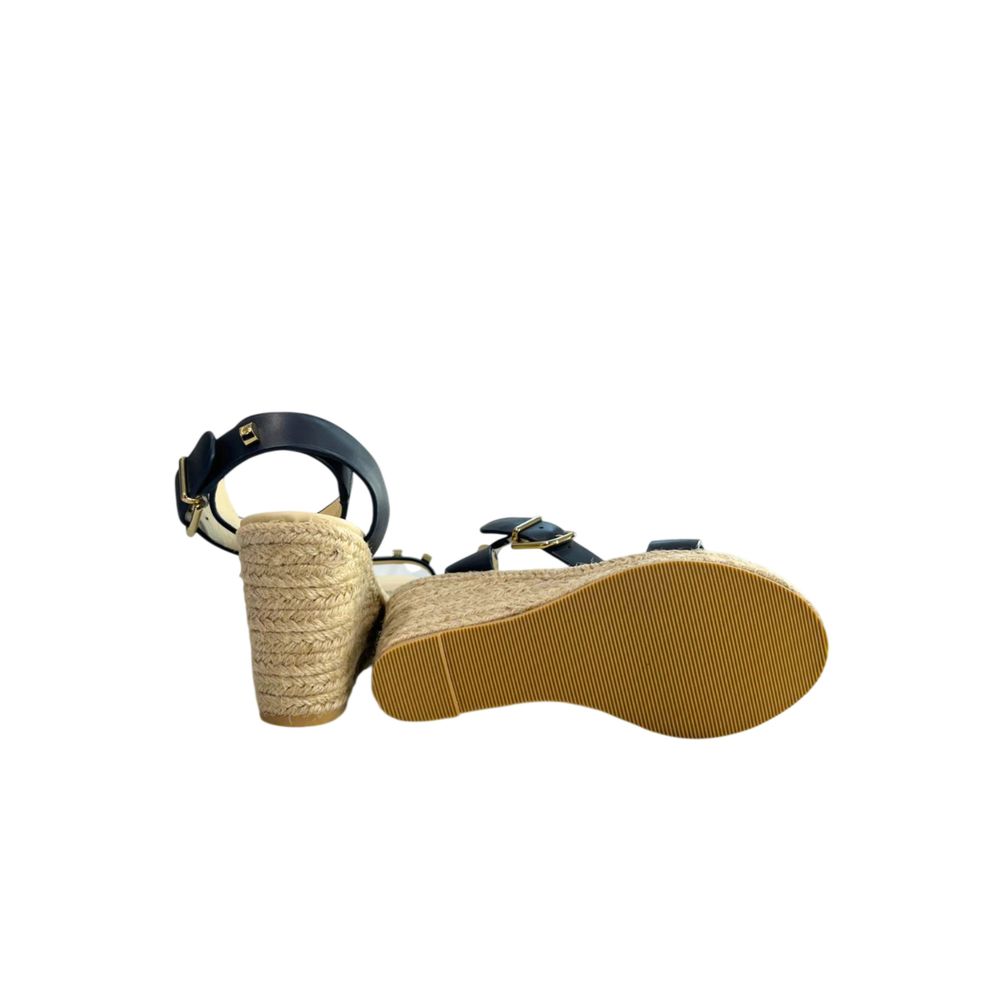 Borbonese Blaue Leder-Plateau-Sandalen für Damen