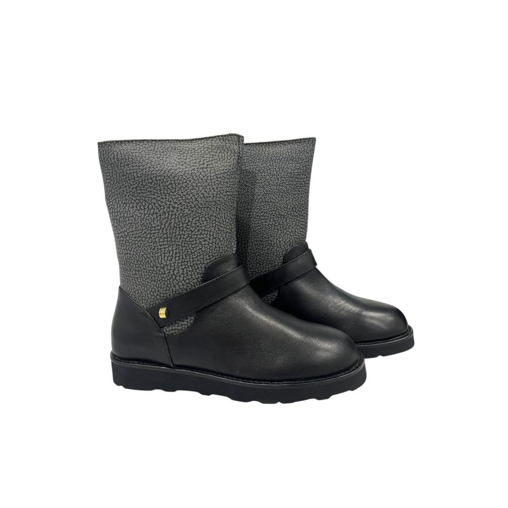 Borbonese Women's Gray Leather Ankle Boots
