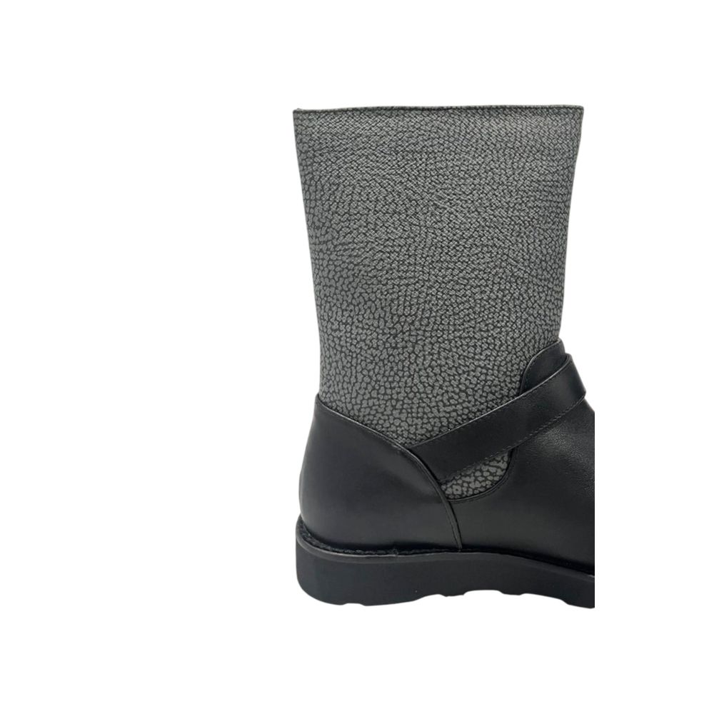 Borbonese Women's Gray Leather Ankle Boots