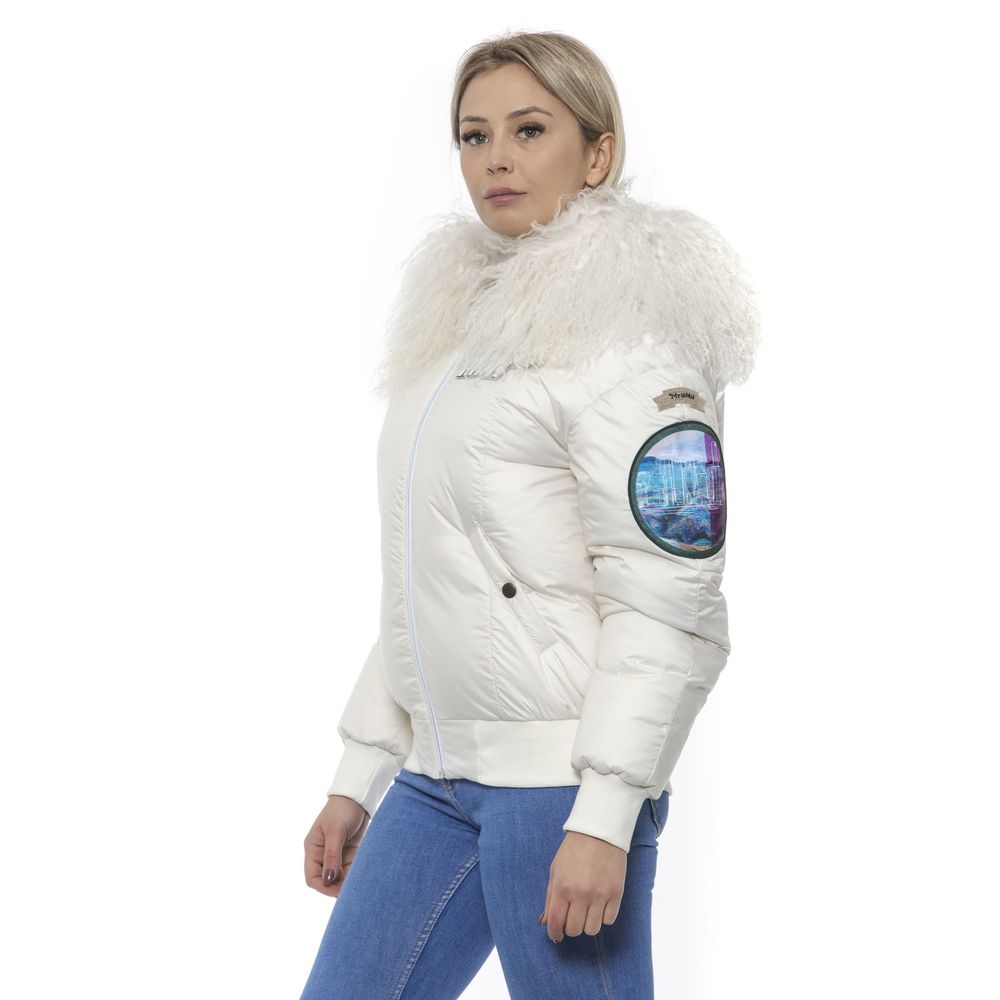 Mr&Mrs Italy White Women's Polyester Bomber Jacket