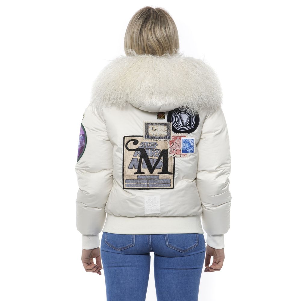 Mr&Mrs Italy White Women's Polyester Bomber Jacket