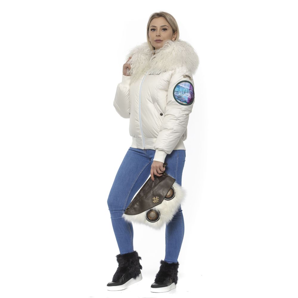 Mr&Mrs Italy White Women's Polyester Bomber Jacket