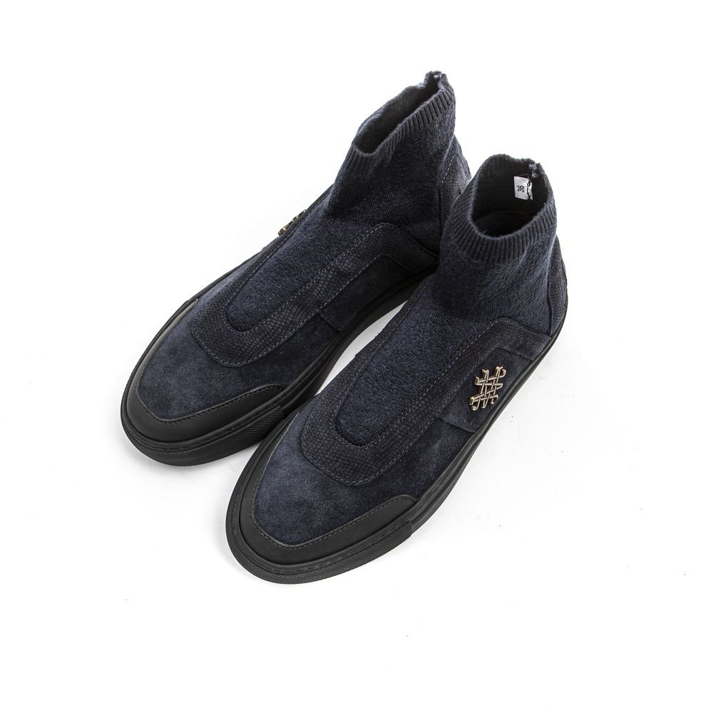 Mr&Mrs Italy Women's Blue Leather Ankle Boots