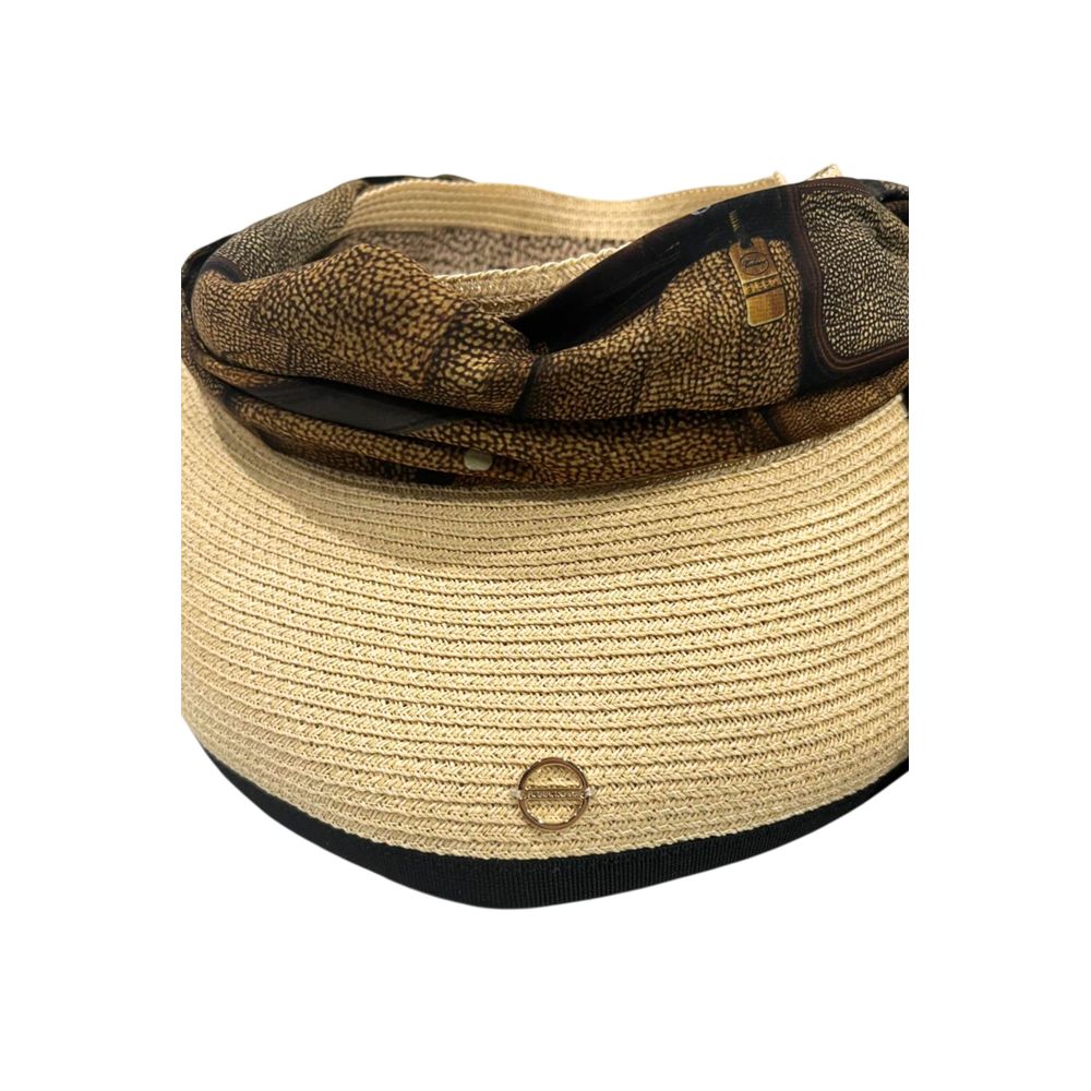 Borbonese Beige Papier Damen Hut mit Schal