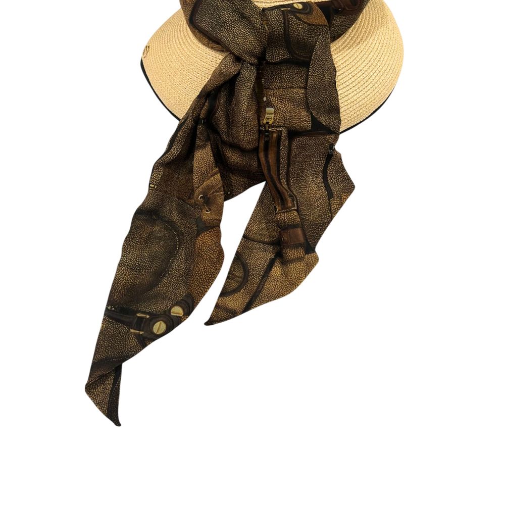 Borbonese Beige Papier Damen Hut mit Schal