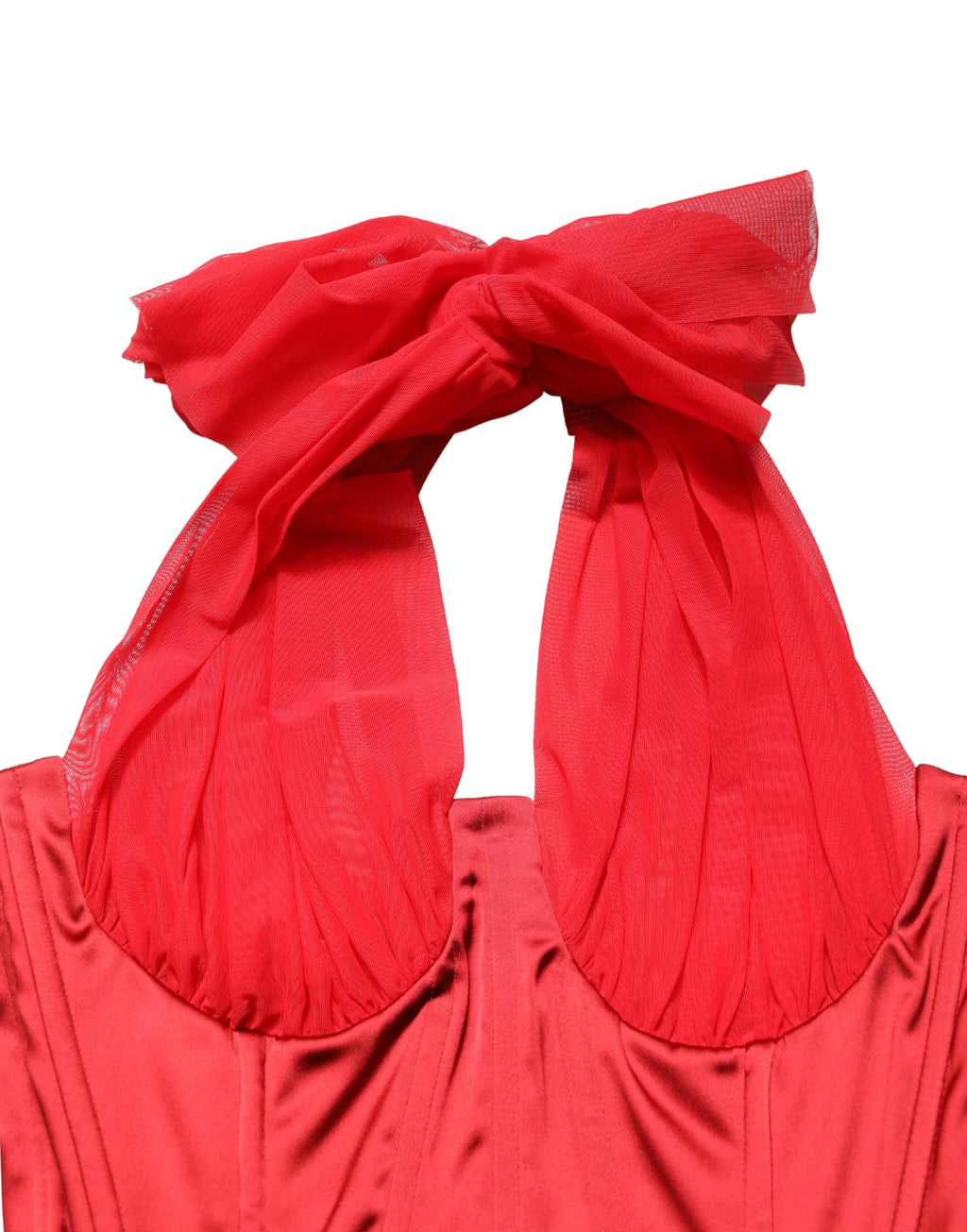 Dolce & Gabbana Rotes Korsett-Kleid mit Neckholder und ohne Ärmel