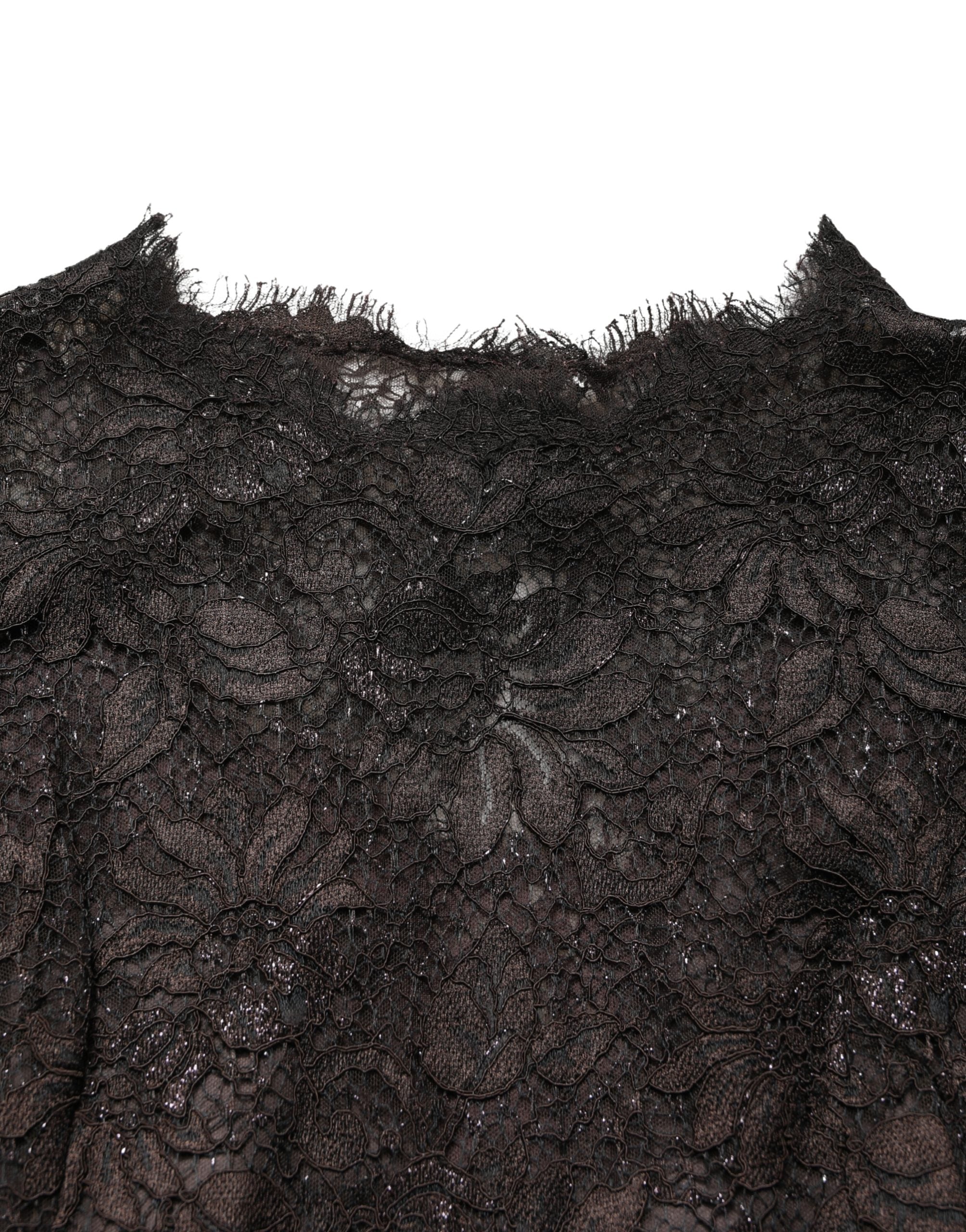 Dolce & Gabbana Schwarzes Etuikleid mit Blumen-Spitze, lang, Maxi-Länge