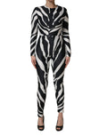 Dolce & Gabbana Schwarz-weißer Polyester-Jumpsuit mit Zebramuster