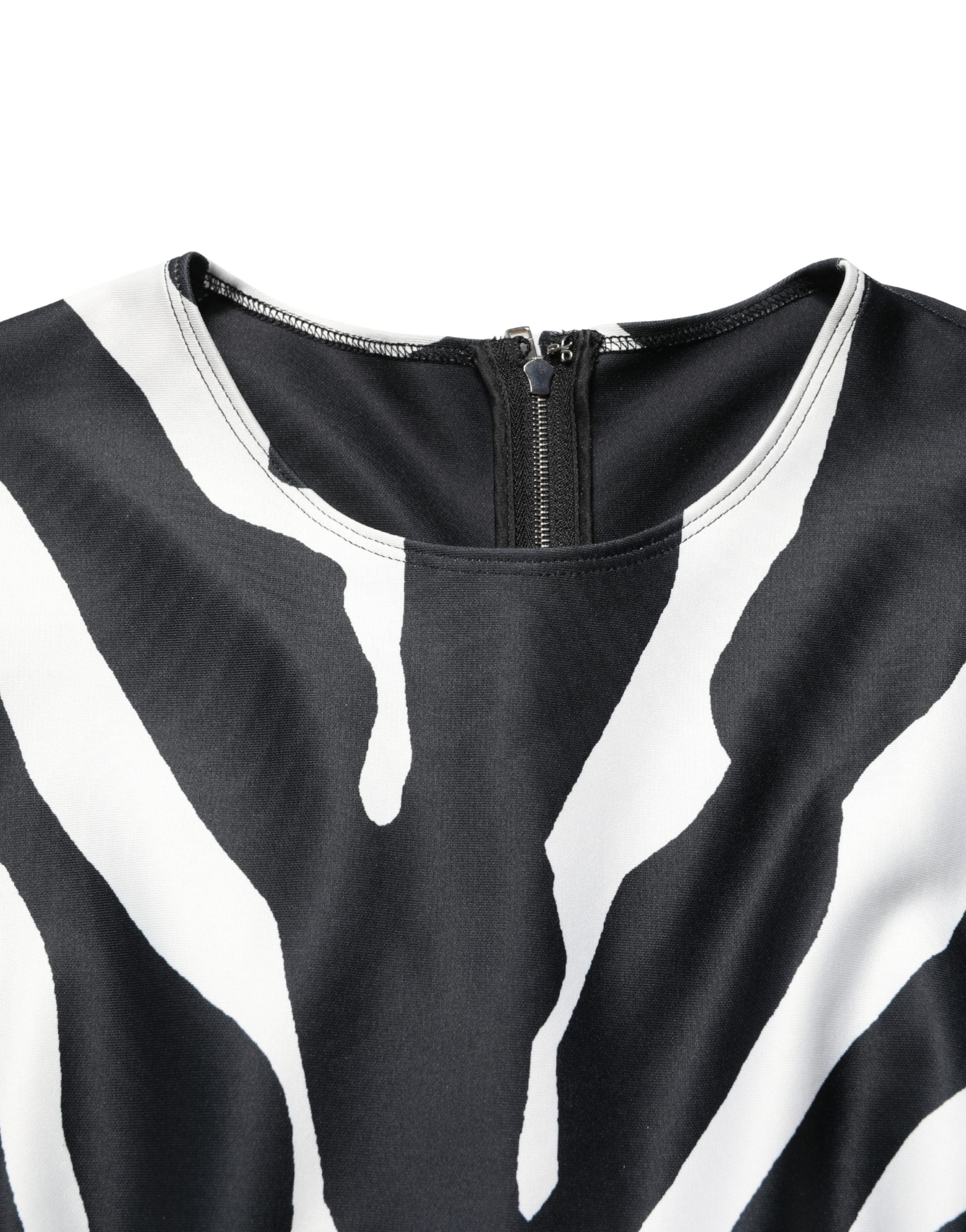 Dolce & Gabbana Schwarz-weißer Jumpsuit aus Polyester mit Zebramuster