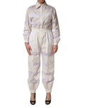 Dolce & Gabbana Jumpsuit aus weißer Baumwolle mit Spitzendetails und langen Ärmeln