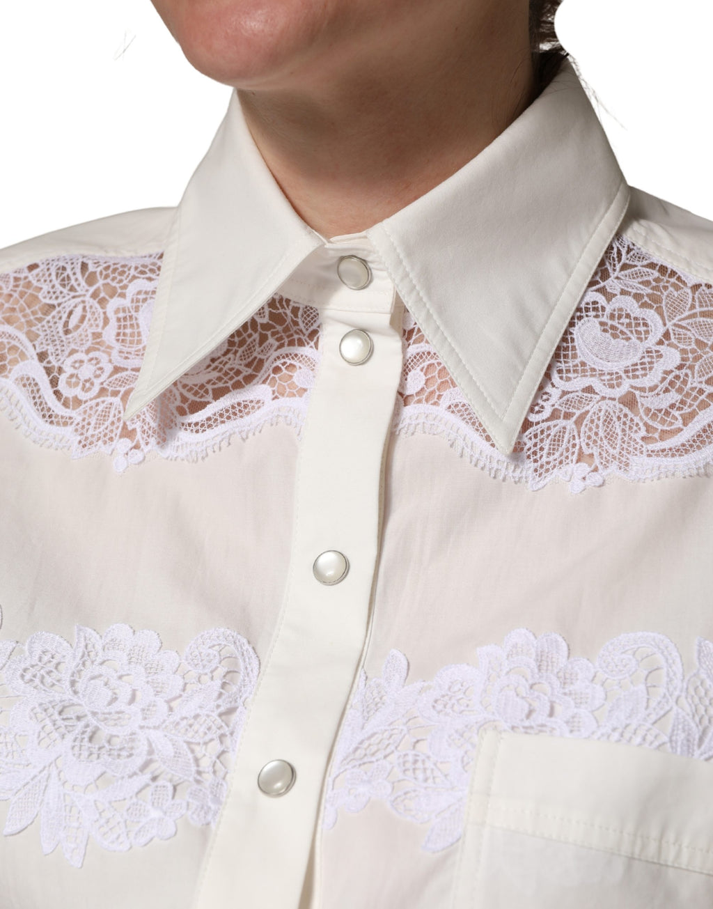 Dolce & Gabbana Jumpsuit aus weißer Baumwolle mit Spitzendetails und langen Ärmeln
