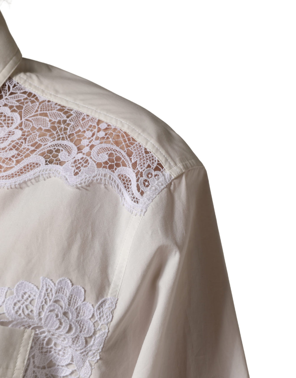 Dolce & Gabbana Jumpsuit aus weißer Baumwolle mit Spitzendetails und langen Ärmeln