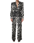 Dolce & Gabbana Jumpsuit aus Viskose in Schwarz-Weiß mit Zebramuster
