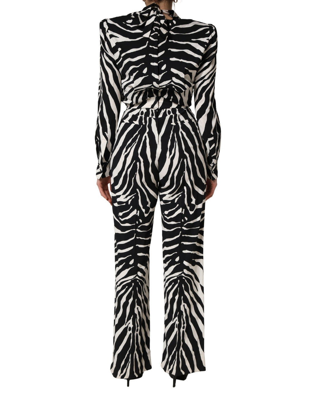 Dolce & Gabbana Jumpsuit aus Viskose in Schwarz-Weiß mit Zebramuster