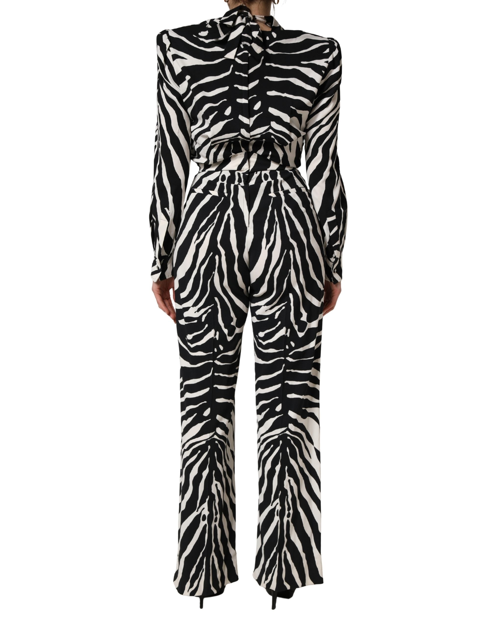 Dolce & Gabbana Jumpsuit aus Viskose in Schwarz-Weiß mit Zebramuster