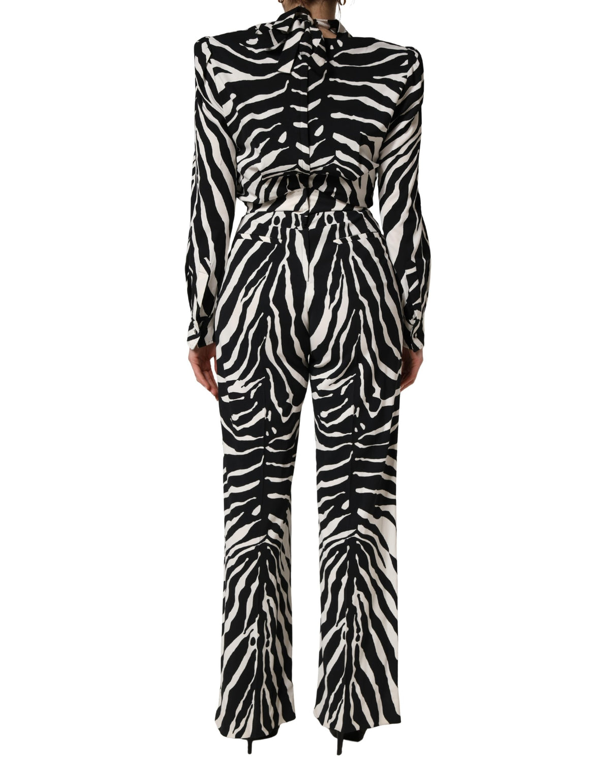 Dolce & Gabbana Jumpsuit aus Viskose in Schwarz-Weiß mit Zebramuster