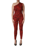 Dolce & Gabbana Jumpsuit aus schwarzem Nylon mit Leopardenmuster