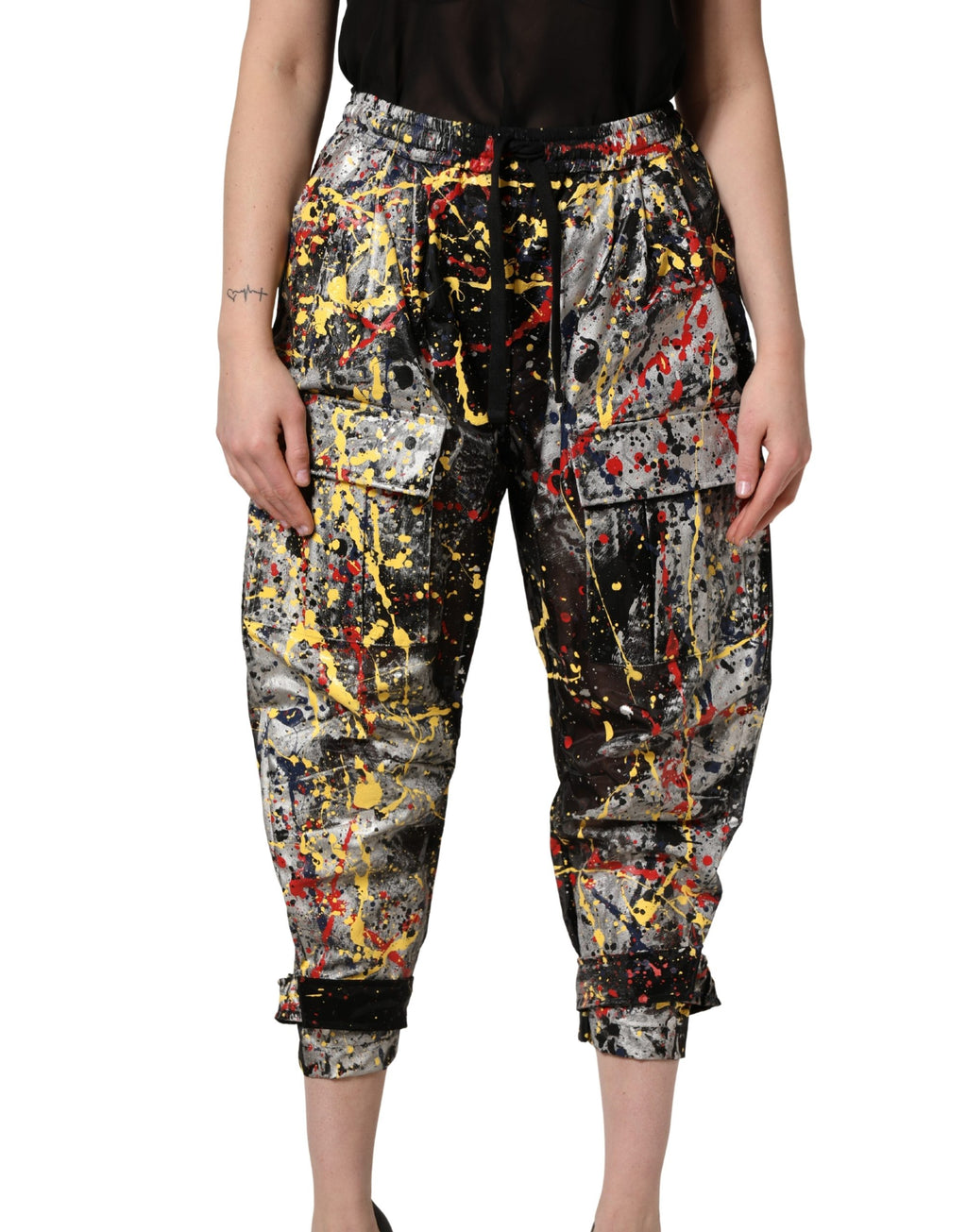 Dolce & Gabbana Schwarze Cargo-Hose mit ColorSplash-Effekt