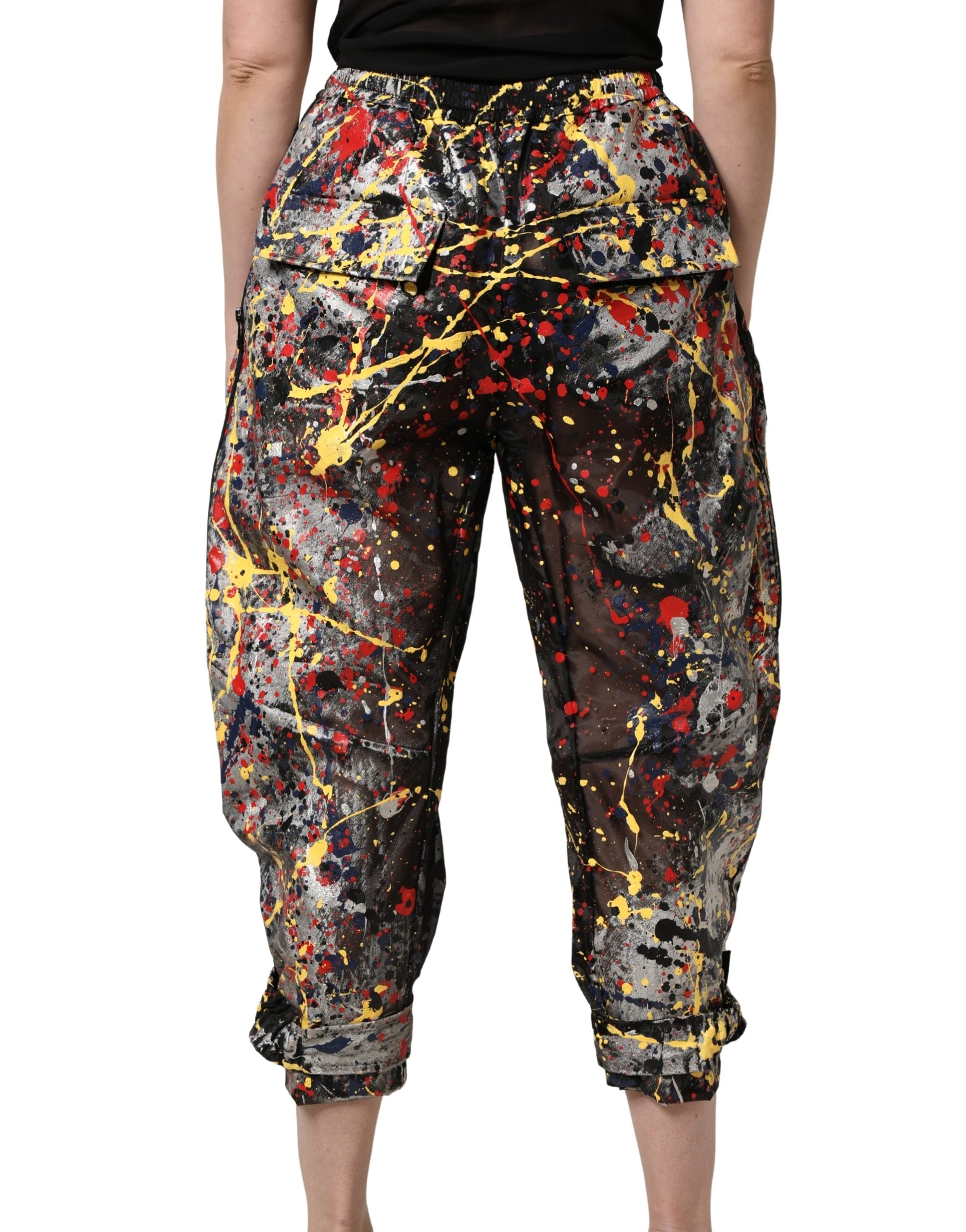 Dolce & Gabbana Schwarze Cargo-Hose mit ColorSplash-Effekt