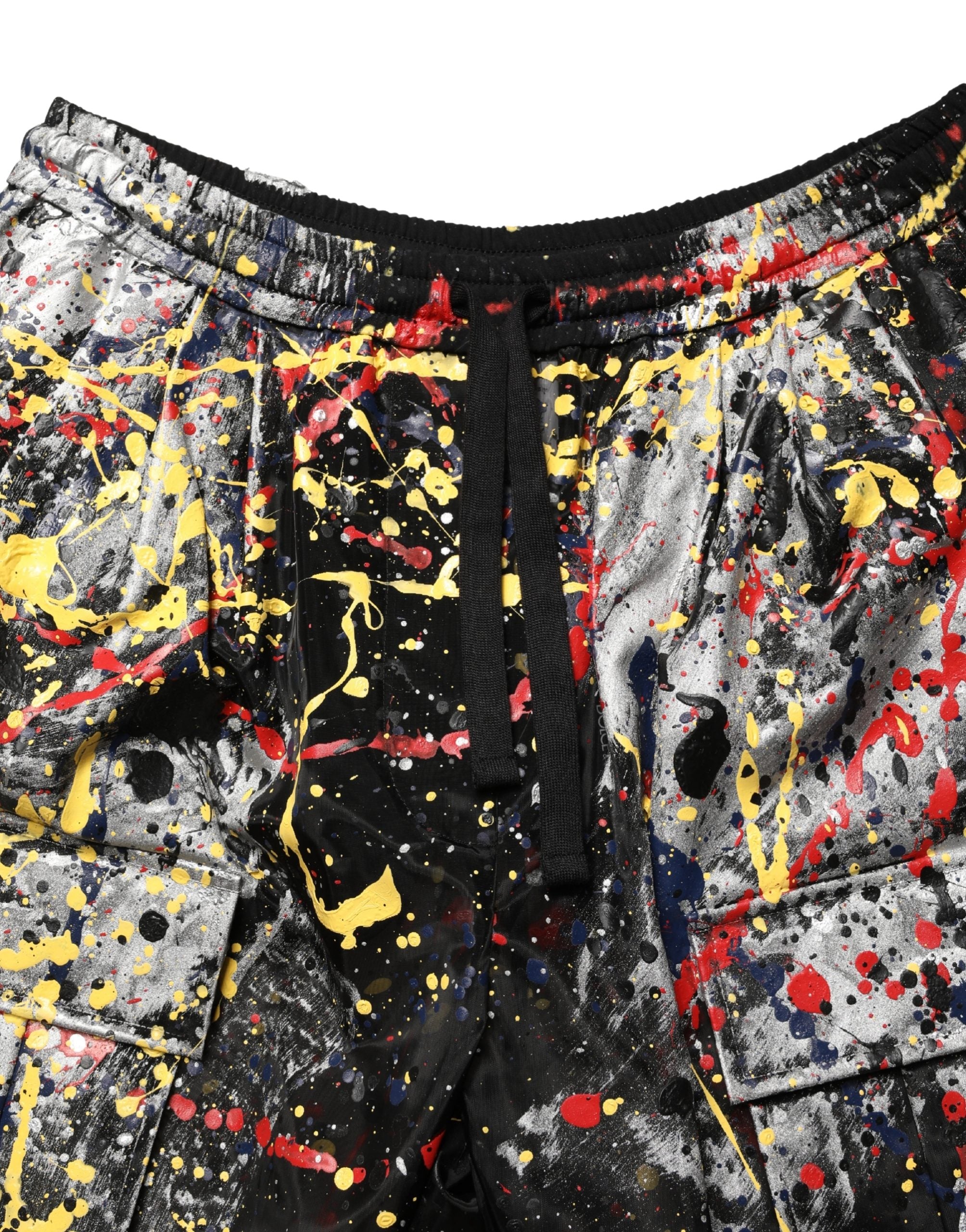Dolce & Gabbana Schwarze Cargo-Hose mit ColorSplash-Effekt