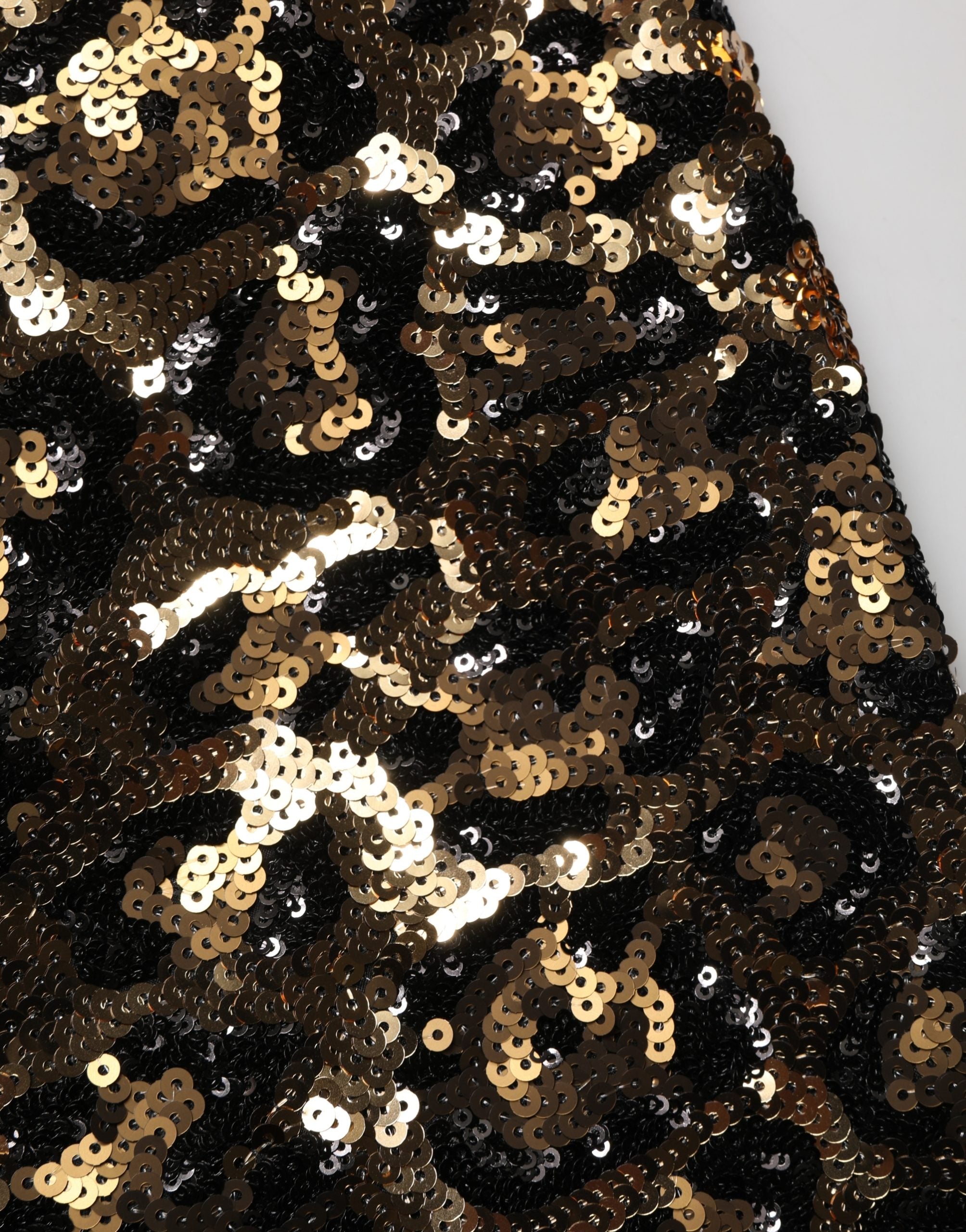 Dolce & Gabbana Gold-farbene Hose mit Leopardenmuster und Pailletten