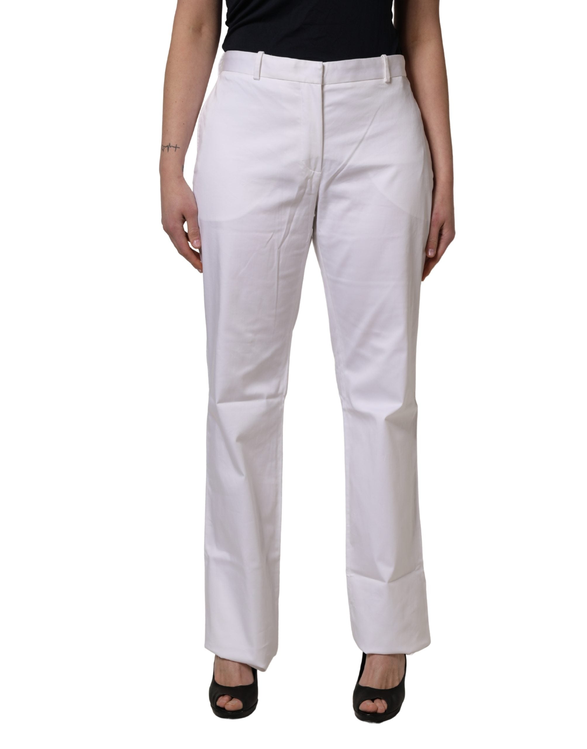 GF Ferre Weiße Chino-Hose mit geradem Bein und mittlerer Taille für Damen