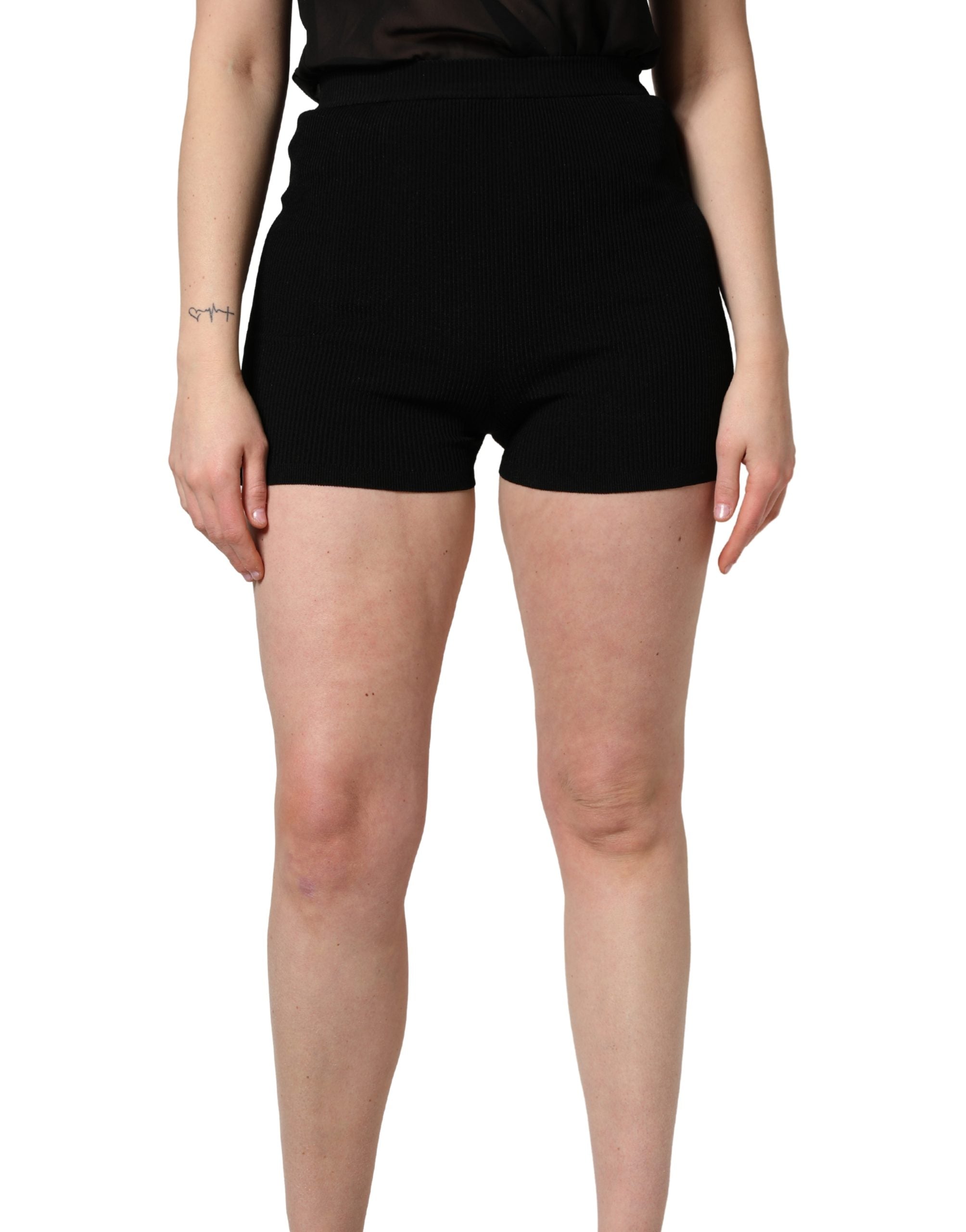 Dolce & Gabbana Schwarze High-Waist-Hotpants aus Viskose