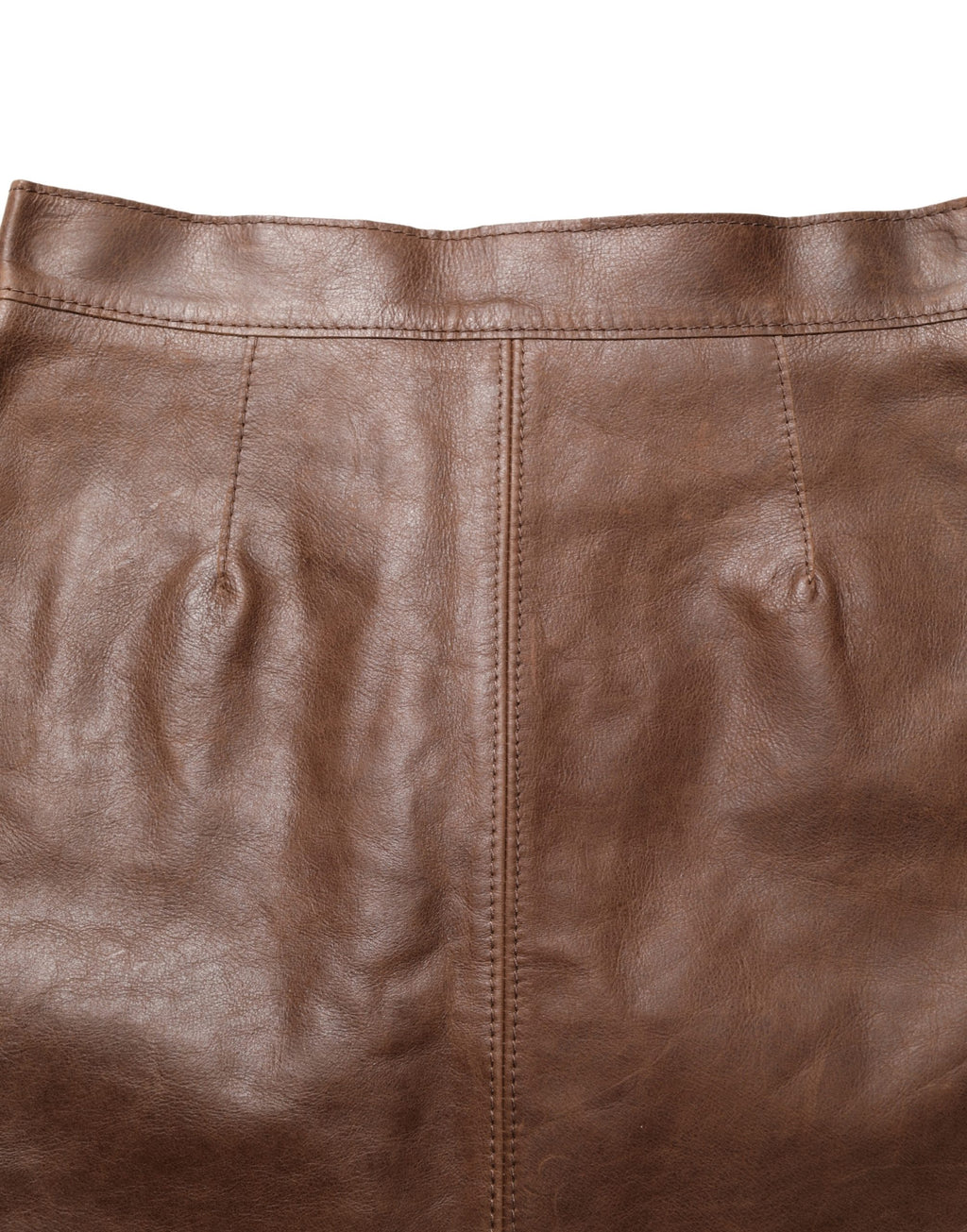 Dolce & Gabbana Brauner Leder Minirock mit hoher Taille