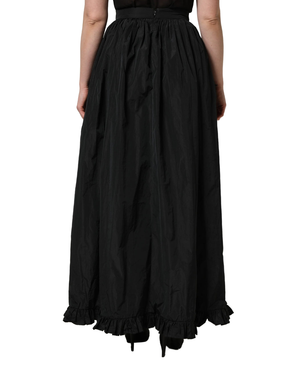 MSGM Schwarzer Maxirock mit hoher Taille und Falten im A-Linien-Schnitt für Damen