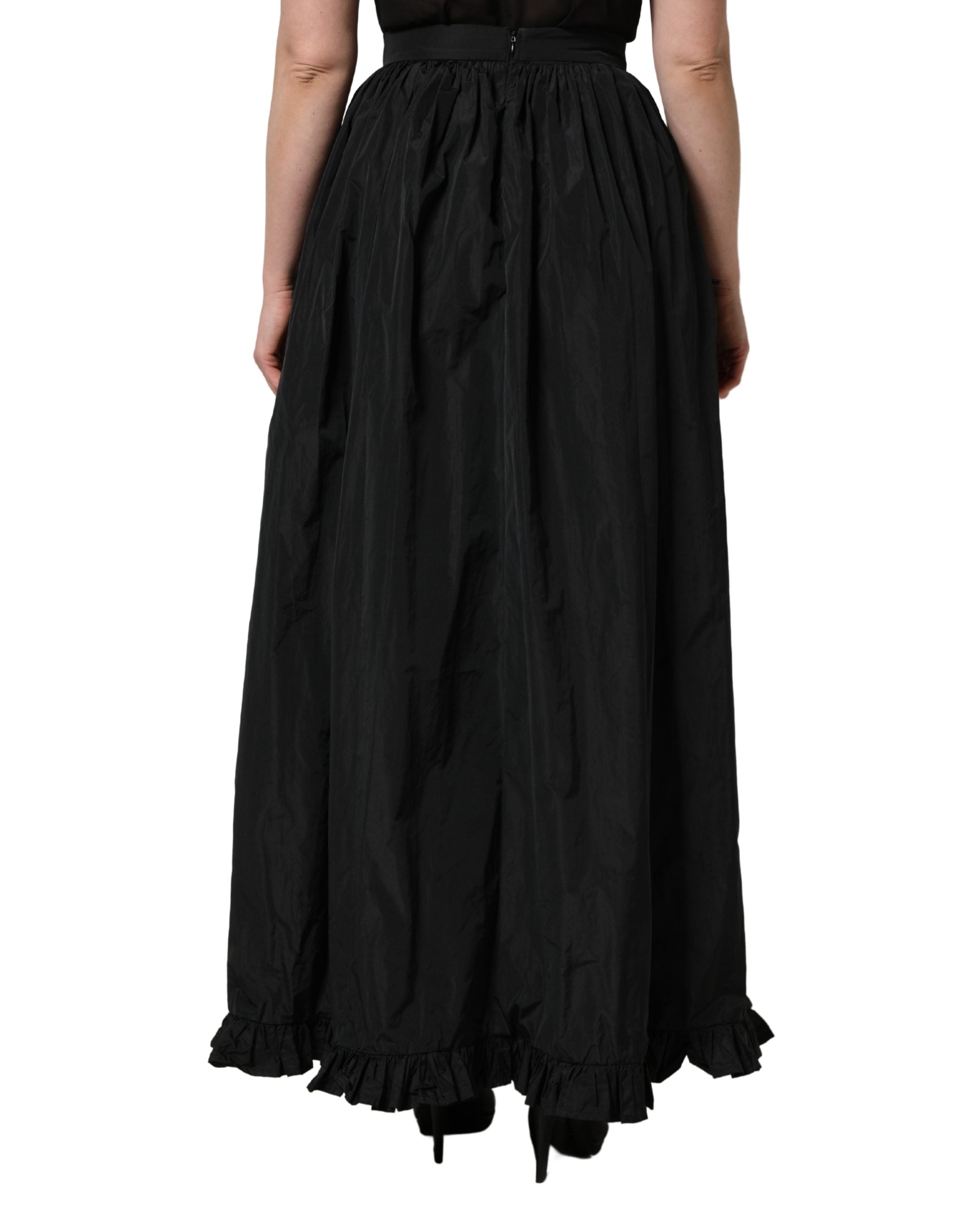 MSGM Schwarzer Maxirock mit hoher Taille und Falten im A-Linien-Schnitt für Damen