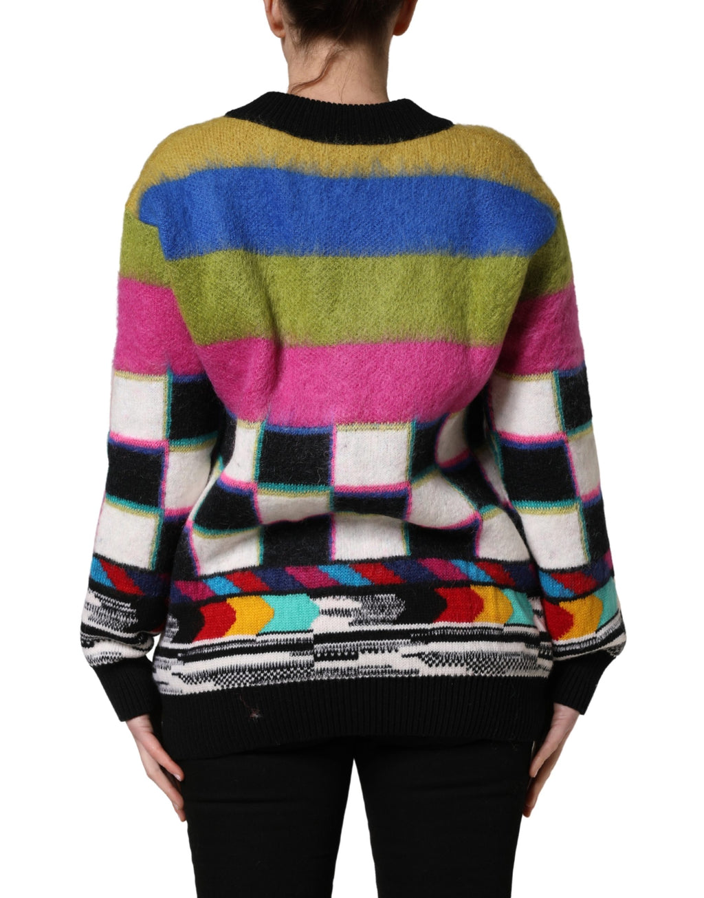 Dolce & Gabbana Mehrfarbiger Pullover mit V-Ausschnitt und Streifen